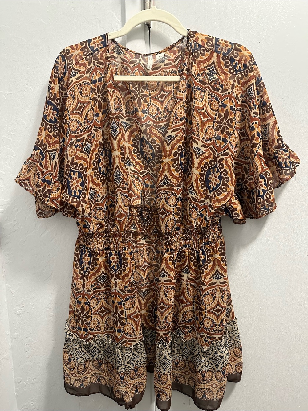 Cato Brown Multi Boho Print Romper